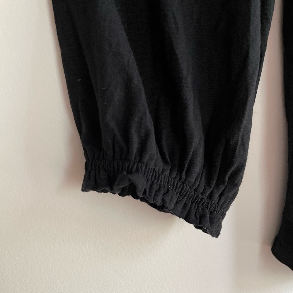 a.n.a  Black Knit  Peasant Blouse Size L - Picture 3 of 6